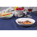 Haonai European style porcelain soup plate ceramic rice plate round salad plate for everyday dinning